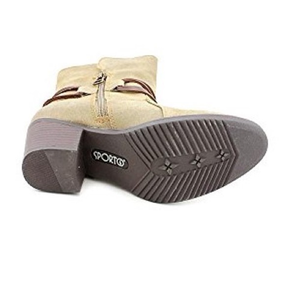 Sporto Tan Heeled Boots with Strap Detail - Picture 10 of 10